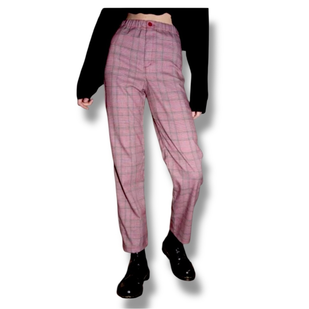 Brandy Melville John Galt Plaid Pants Plaid Tilden Red Black White One Size